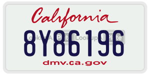 8Y86196 license plate in California