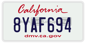 8YAF694 license plate in California