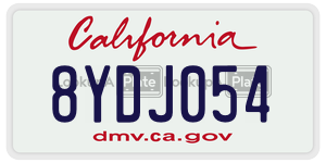 8YDJ054 license plate in California