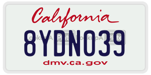 8YDN039 license plate in California