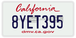 8YET395 license plate in California