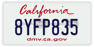 8YFP835 license plate in California