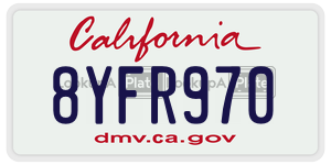 8YFR970  license plate in CA