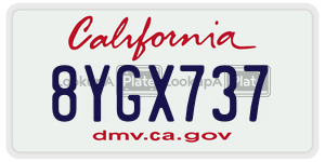 8YGX737  license plate in CA