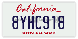 8YHC918 license plate in California