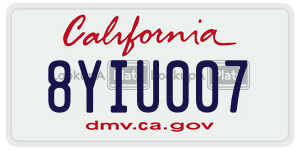 8YIU007 license plate in California