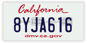 8YJA616 license plate in California