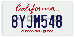 8YJM548 license plate in California