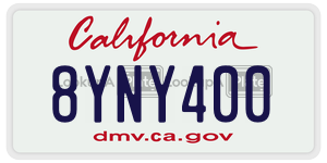 8YNY400 license plate in California