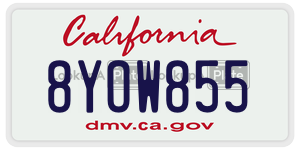 8YOW855 license plate in California