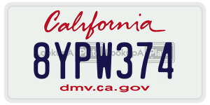 8YPW374 license plate in California