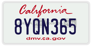 8YQN365 license plate in California