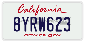 8YRW623  license plate in CA