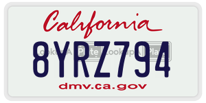 8YRZ794  license plate in CA