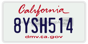 8YSH514  license plate in CA