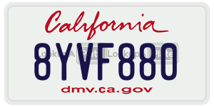 8YVF880 license plate in California
