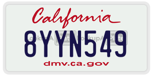 8YYN549 license plate in California