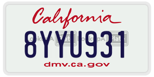8YYU931 license plate in California