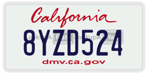 8YZD524 license plate in California