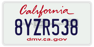 8YZR538  license plate in CA