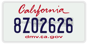 8Z02626 license plate in California