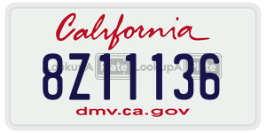 8Z11136  license plate in CA