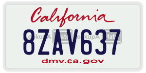 8ZAV637 license plate in California