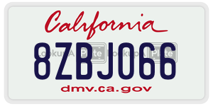 8ZBJ066  license plate in CA