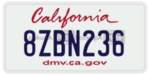 8ZBN236 license plate in California
