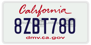 8ZBT780  license plate in CA