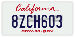 8ZCH603  license plate in CA