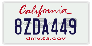 8ZDA449  license plate in CA