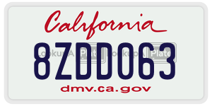 8ZDD063  license plate in CA