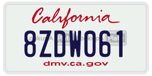8ZDW061 license plate in California