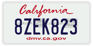 8ZEK823 license plate in California