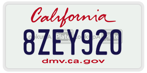 8ZEY920 license plate in California