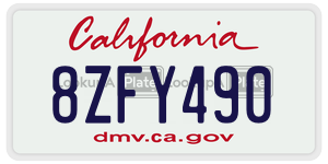 8ZFY490 license plate in California