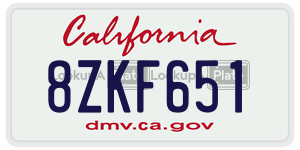 8ZKF651 license plate in California