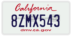 8ZMX543 license plate in California