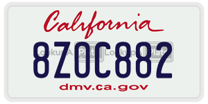 8ZOC882 license plate in California