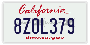 8ZOL379 license plate in California