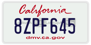 8ZPF645 license plate in California