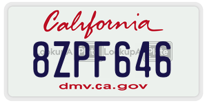 8ZPF646 license plate in California