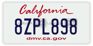 8ZPL898  license plate in CA