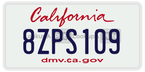 8ZPS109 license plate in California