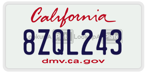 8ZQL243  license plate in CA