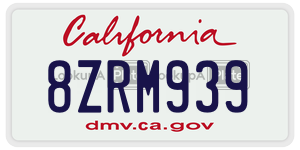 8ZRM939  license plate in CA