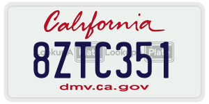 8ZTC351  license plate in CA