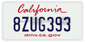 8ZUG393 license plate in California