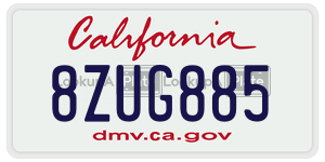 8ZUG885 license plate in California